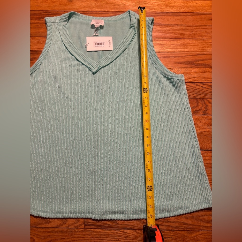 Andrée Ribbed Tank Top in Mint Turquoise - Picture 4 of 9